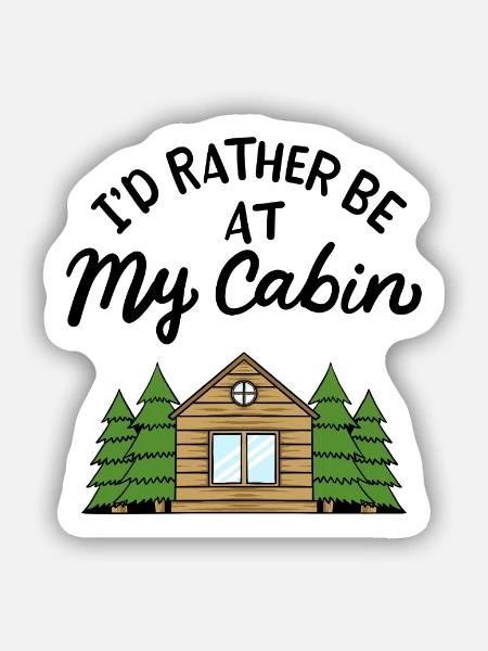 Camping Hütte Wald - Sticker Größe S (10 x 10 cm) - Mattweiß