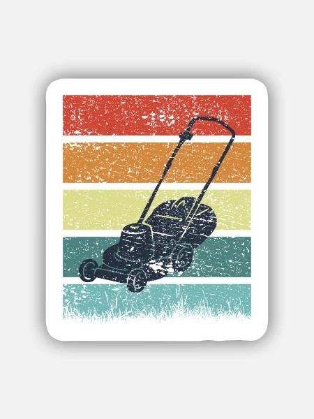 Vintage Rasenmäher - Sticker Größe S (10 x 10 cm) - Mattweiß
