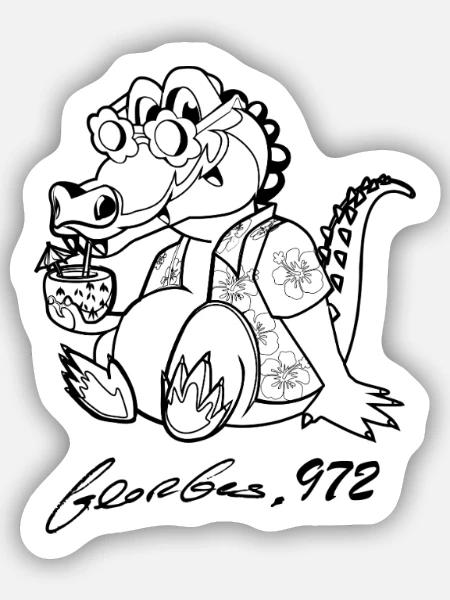 Georges Basic Schwarz - Sticker Größe S (10 x 10 cm) - Mattweiß
