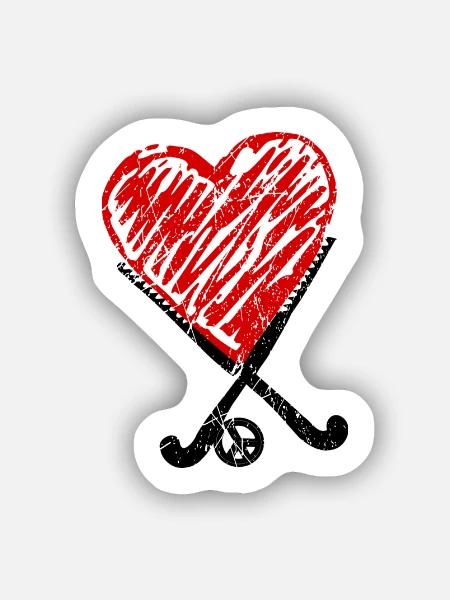 Feldhockey LOVE cooles Geschenk - Sticker Größe S (10 x 10 cm) - Mattweiß