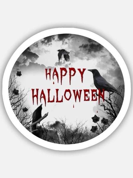 happy halloween crows - Sticker Größe S (10 x 10 cm) - Mattweiß