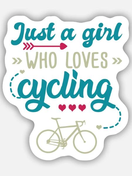 Mädchen, das das Radfahren liebt Geschenk Frau und Fahrrad - Sticker Größe S (10 x 10 cm) - Mattweiß