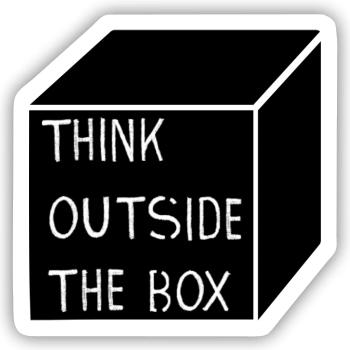 THINK OUTSIDE THE BOX - Sticker Größe S (10 x 10 cm) - Mattweiß - Vorne