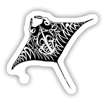 mantaray maori blk white - Sticker Größe S (10 x 10 cm) - Mattweiß - Vorne