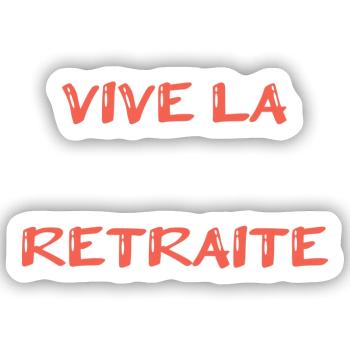 RUHESTAND. RUHESTAND. PENSIONIERT. RUHESTAND - Sticker Größe S (10 x 10 cm) - Mattweiß - Vorne