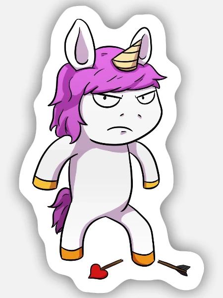 Angry Unicorn Wütendes Einhorn - Sticker Größe S (10 x 10 cm) - Mattweiß