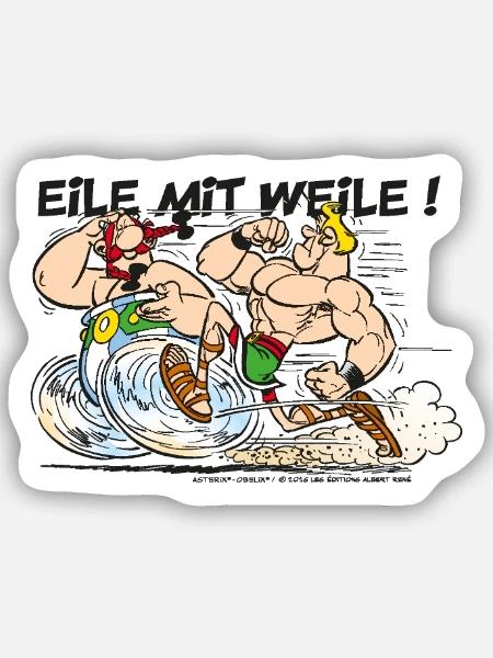 Obelix: Eile mit Weile! - Sticker Größe S (10 x 10 cm) - Mattweiß