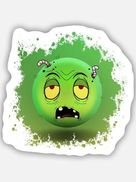 Zombiemoji - Sticker Größe S (10 x 10 cm) - Mattweiß