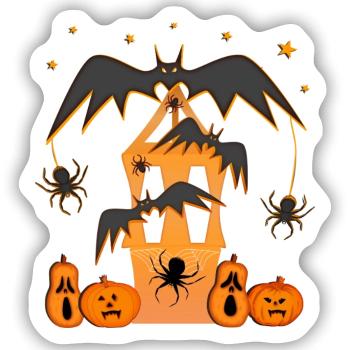Halloween Happy Halloween Kürbis - Sticker Größe S (10 x 10 cm) - Mattweiß - Vorne