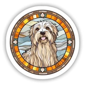 Pyrenäen-Schäferhund-Rasse Buntes Glas Bunt - Sticker Größe S (10 x 10 cm) - Mattweiß - Vorne