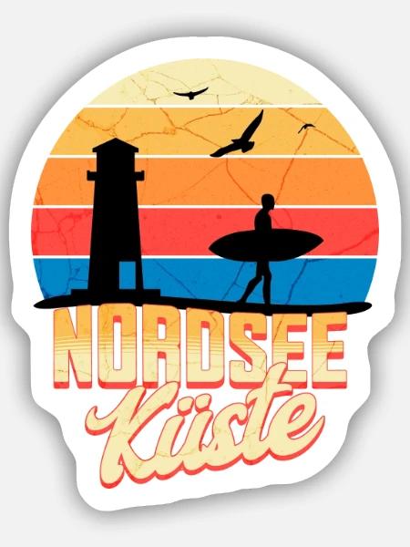 Nordsee Küste – Wellen, Wind und Freiheit - Sticker Größe S (10 x 10 cm) - Mattweiß