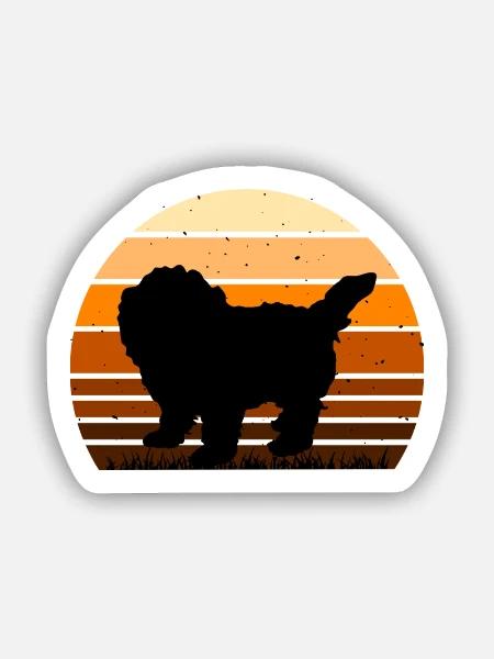 Maltipoo Hundeliebhaber Silhouette Vintage Sonnenuntergang - Sticker Größe S (10 x 10 cm) - Mattweiß