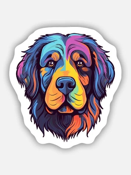Neufundländer Hunderasse Aquarell Karikatur Kawaii C - Sticker Größe S (10 x 10 cm) - Mattweiß