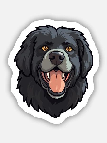 Neufundländer Hunderasse Aquarell Karikatur Kawaii C - Sticker Größe S (10 x 10 cm) - Mattweiß