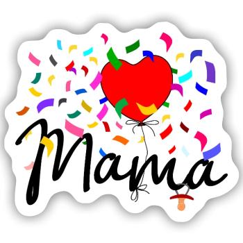 Mama Konfetti - Sticker Größe S (10 x 10 cm) - Mattweiß - Vorne