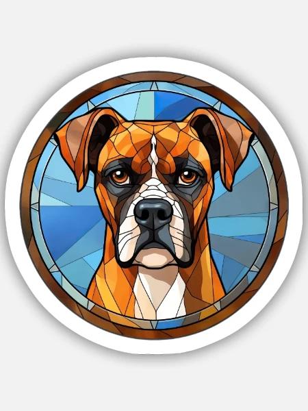 Boxer Hunderasse Aquarellglas - Sticker Größe S (10 x 10 cm) - Mattweiß