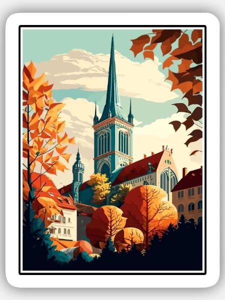 Augsburg Deutschland Vintage Reiseposter Souvenir - Sticker Größe S (10 x 10 cm) - Mattweiß