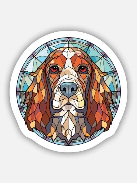 Grand Anglo Français Hunderasse buntes Aquarell - Sticker Größe S (10 x 10 cm) - Mattweiß