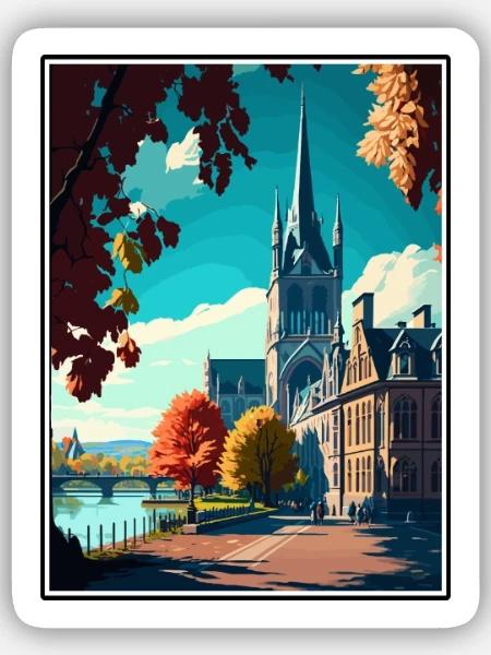 Bonn Deutschland Vintage Reiseposter WPA Souvenir - Sticker Größe S (10 x 10 cm) - Mattweiß