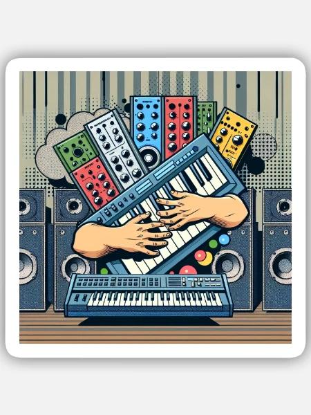 Keyboard & Synthesizer Umarmung 1 - Sticker Größe S (10 x 10 cm) - Mattweiß