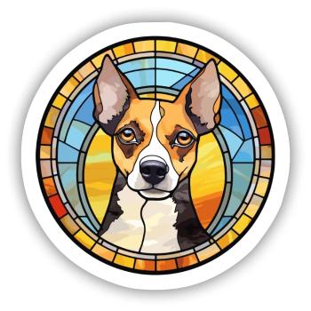 Ratte Terrier Hunderasse Buntes Glas - Sticker Größe S (10 x 10 cm) - Mattweiß - Vorne
