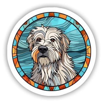 Pyrenäen-Schäferhund Hunderasse Buntes Glas - Sticker Größe S (10 x 10 cm) - Mattweiß - Vorne