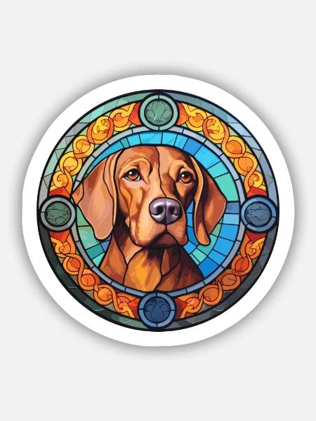Kromfohrlander Hunderasse Buntes Glas Bunt Wa - Sticker Größe S (10 x 10 cm) - Mattweiß