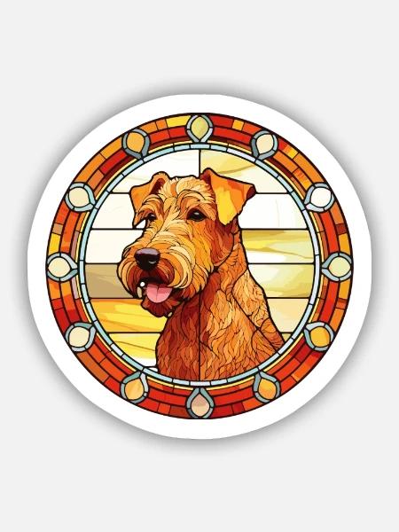 Irish Terrier Hunderasse Buntes Glas Wat - Sticker Größe S (10 x 10 cm) - Mattweiß