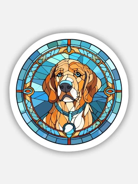 Deutscher Wachtelhund Hunderasse Buntglas Colo - Sticker Größe S (10 x 10 cm) - Mattweiß