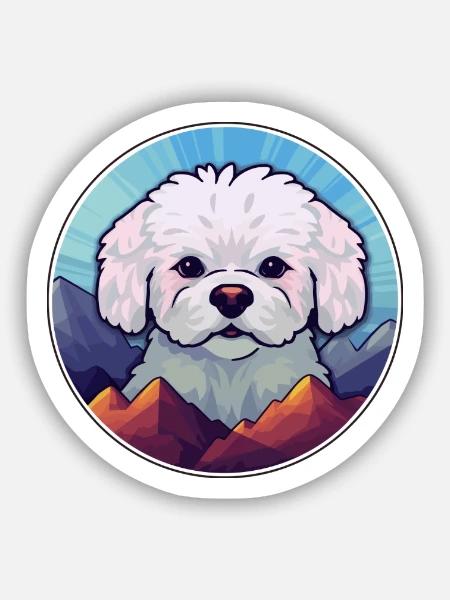 Bichon Frise Hunderasse Cartoon Kawaii Aquarell - Sticker Größe S (10 x 10 cm) - Mattweiß