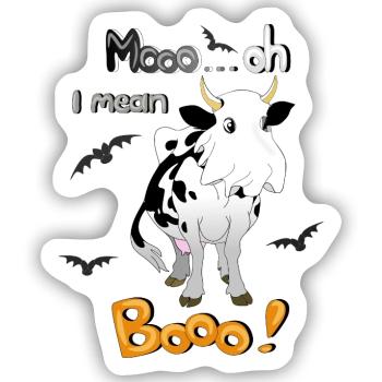 Kuh Halloween Mooo - Sticker Größe S (10 x 10 cm) - Mattweiß - Vorne