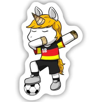 Einhorn Fußball Fusball - Sticker Größe S (10 x 10 cm) - Mattweiß - Vorne