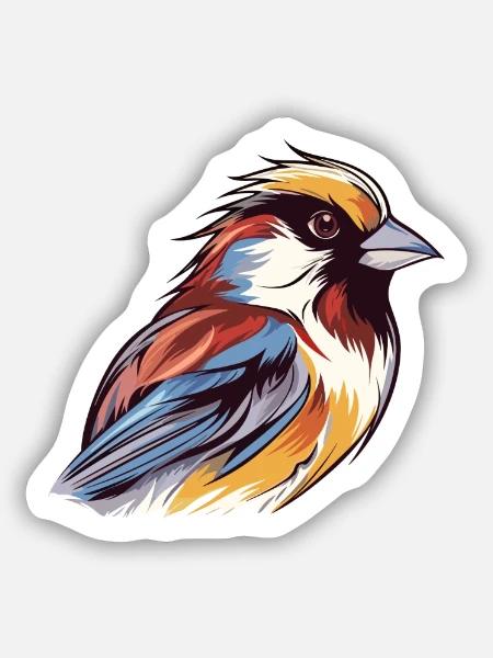 Sperling Buntes Aquarell Cartoon Kawaii Tier - Sticker Größe S (10 x 10 cm) - Mattweiß