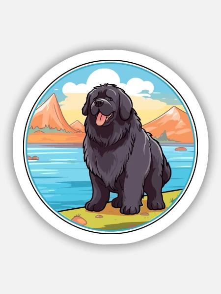 Neufundländer Hund Rasse Cartoon Kawaii Clipart Hund - Sticker Größe S (10 x 10 cm) - Mattweiß