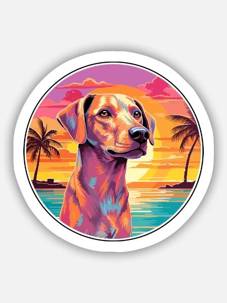 Kretische Hunderasse bunte Karikatur Aquarell - Sticker Größe S (10 x 10 cm) - Mattweiß