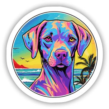 Akbash Hunderasse buntes Karikatur-Aquarell - Sticker Größe S (10 x 10 cm) - Mattweiß - Vorne