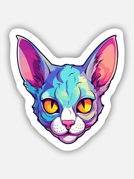 Zypern Katze Rasse Aquarell Karikatur Kawaii Haustier - Sticker Größe S (10 x 10 cm) - Mattweiß