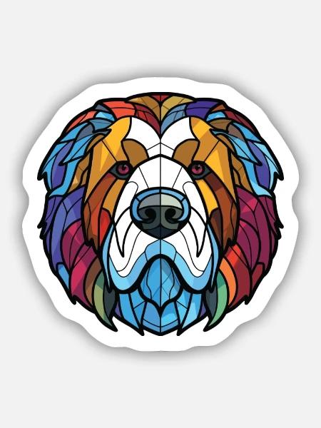Kaukasische Ovcharka-Hunderasse buntes Aquarell - Sticker Größe S (10 x 10 cm) - Mattweiß