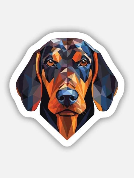 Amerikanischer schwarz-brauner Coonhound-Hund Aquarell - Sticker Größe S (10 x 10 cm) - Mattweiß