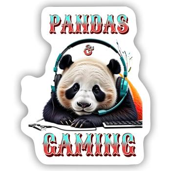 Pandas und Gaming - Sticker Größe S (10 x 10 cm) - Mattweiß - Vorne