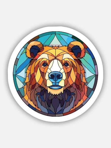 Bär buntes Aquarell Tier Haustier Illustration - Sticker Größe S (10 x 10 cm) - Mattweiß