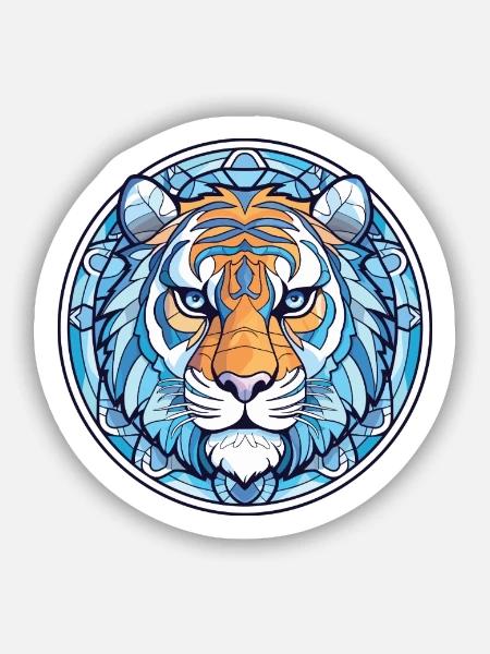 Blauer Wassertiger Buntes Aquarell Tier Haustier - Sticker Größe S (10 x 10 cm) - Mattweiß