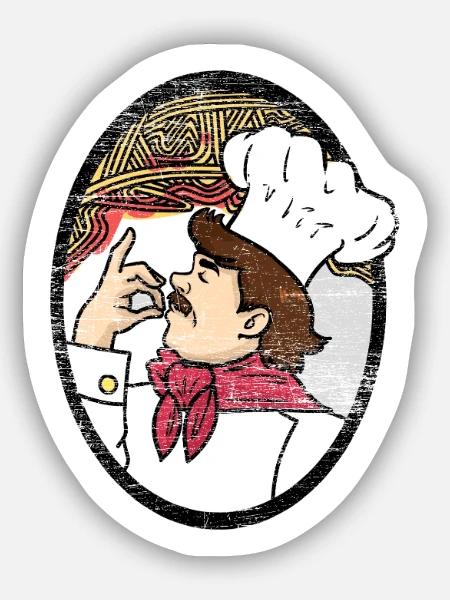 Feuriger Spaghetti Küchenprofi - Sticker Größe S (10 x 10 cm) - Mattweiß