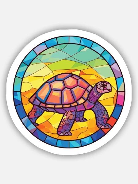 Bunte Aquarell-Tierillustration der Schildkröte - Sticker Größe S (10 x 10 cm) - Mattweiß