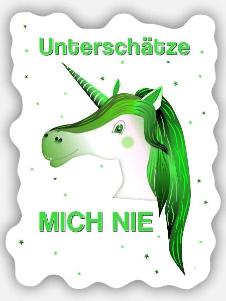 Einhorn grünes Einhorn - Sticker Größe S (10 x 10 cm) - Mattweiß