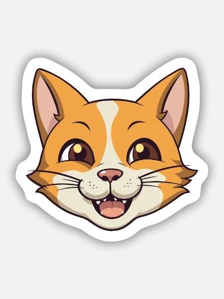 Deutsche Rex-Katze-Karikatur Aquarell-Illustration - Sticker Größe S (10 x 10 cm) - Mattweiß