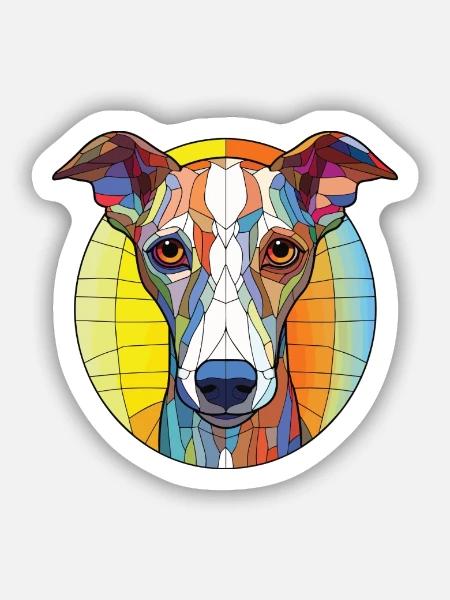 Whippet-Hunderasse Bunte Aquarell-Illustration - Sticker Größe S (10 x 10 cm) - Mattweiß