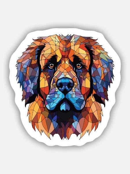 Leonberger Hunderasse Aquarell Glas Illustration - Sticker Größe S (10 x 10 cm) - Mattweiß