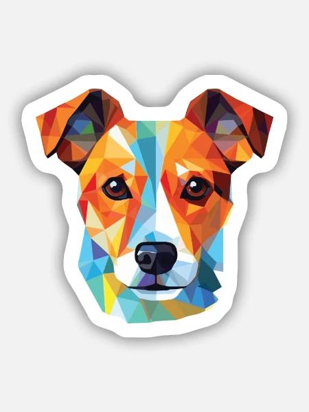 Jack Russell Terrier Hunderasse buntes Aquarell - Sticker Größe S (10 x 10 cm) - Mattweiß