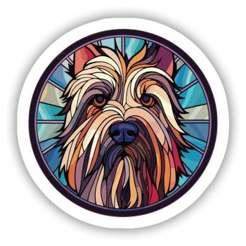 Skye Terrier Hunderasse Aquarell Illustration - Sticker Größe S (10 x 10 cm) - Mattweiß - Vorne